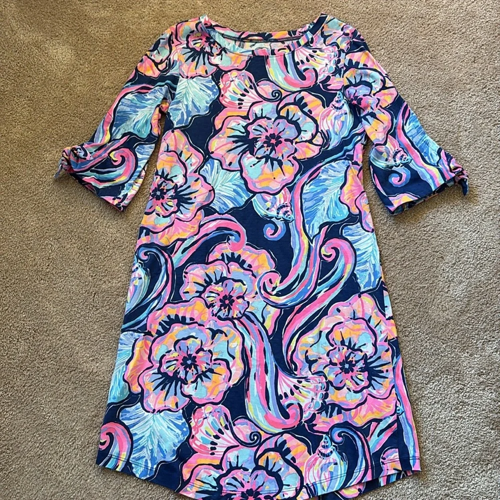 Lilly Pulitzer Navy Blue Pink Swirl Preston Dress NWOT